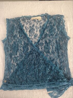 DKNY Teal Floral Lace Camisole